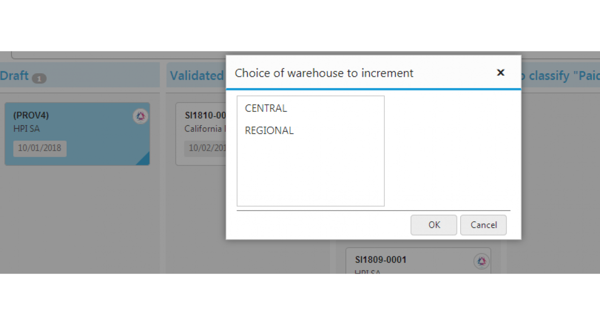 Kanban views for Dolibarr - Suppliers Invoices Kanban view warehouse choice