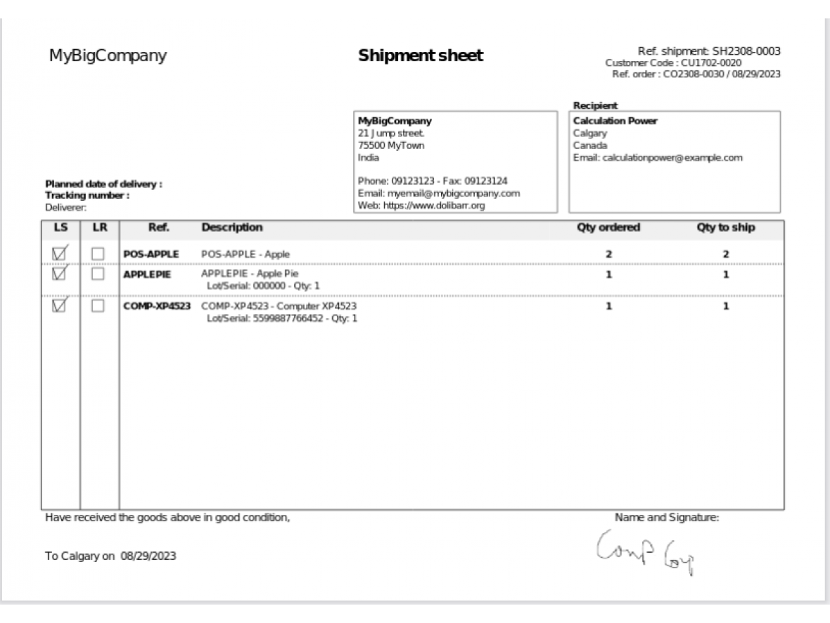 MerouSign, Electronic Signature for Dolibarr Sipment sheets