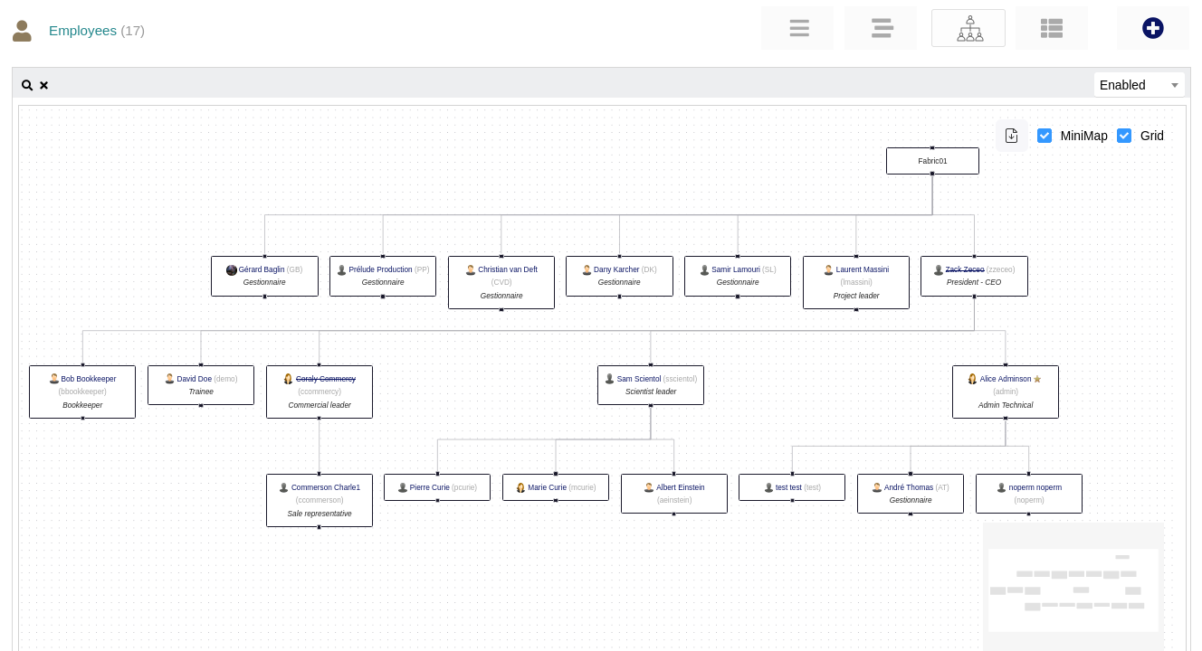 Organization Chart of the Company for Dolibarr