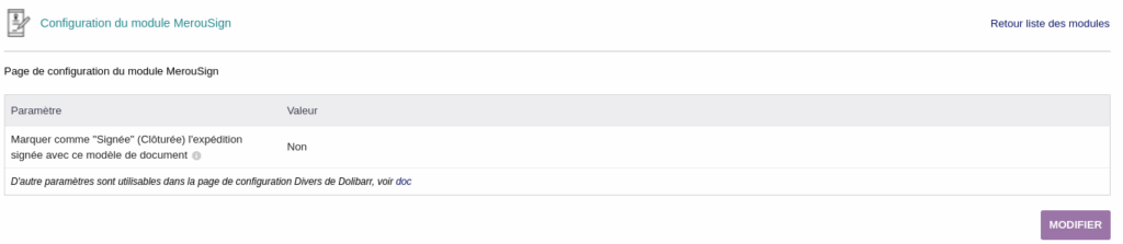 Paramétrage MerouSign