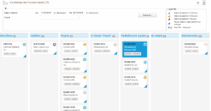 Vue kanban des factures clients