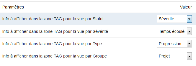 Paramètres de la zone Tag