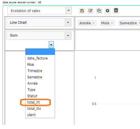 PivotReports - Example - Step 5 : Select operation field