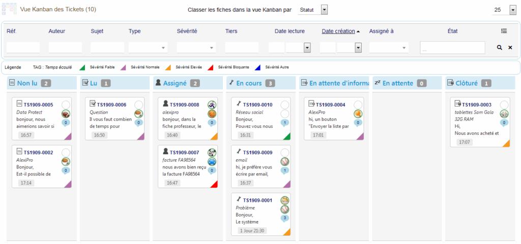 Vue kanban par Statut
