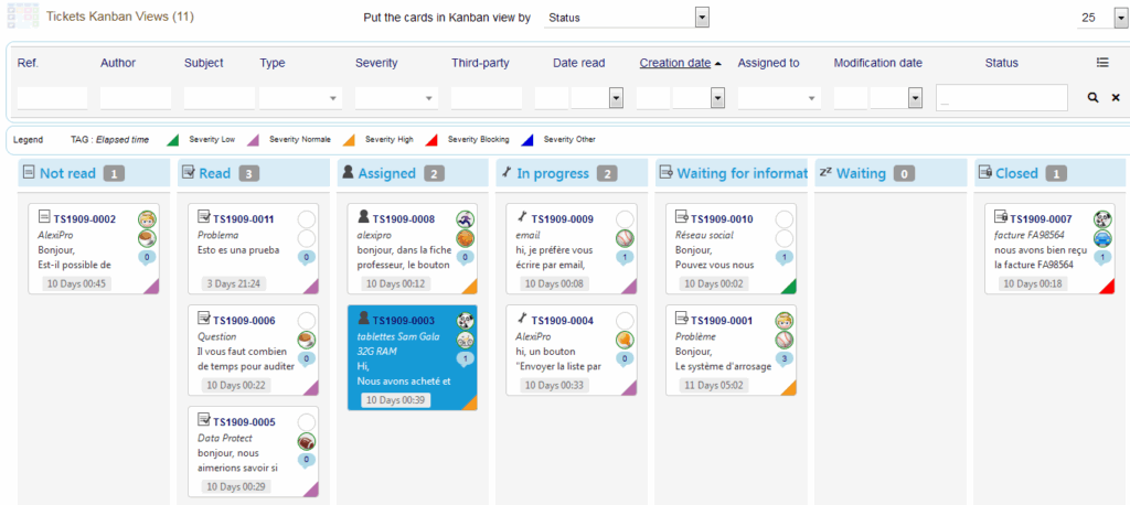 KanTickets Status kanban view